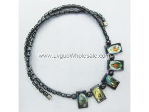 Hematite Religious SEALED Icons Necklace 18inch